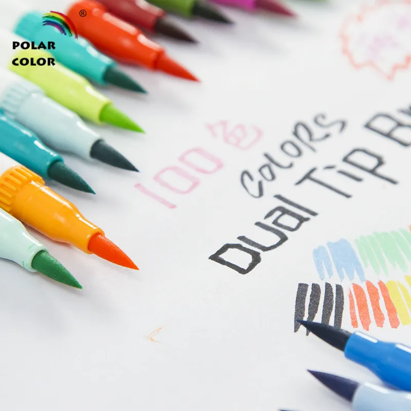 Креативная ручка на водной основе 120 цветов с двумя наконечниками чернила кисть