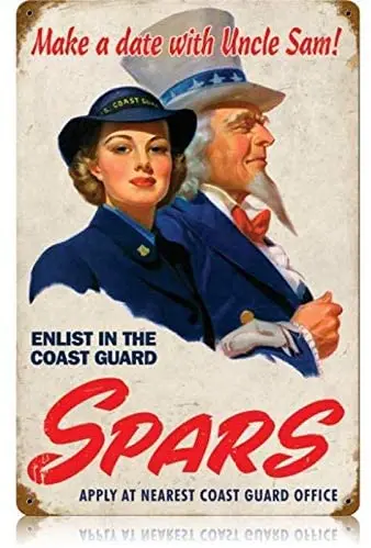 

Vintage Spars Coast Guard Metal Signs Military 8" x 12" Inch Tin Sign Plaques Poster for Bar Man Cave Pub Home Garage Wall Decor