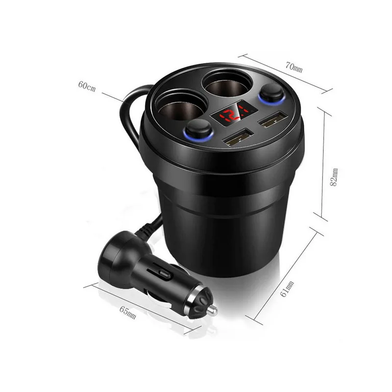 

Car Charger 2 USB DC/5V 3.1A Cup Power Socket Adapter Cigarette Lighter Splitter Mobile Phone Chargers With Voltage LED Display