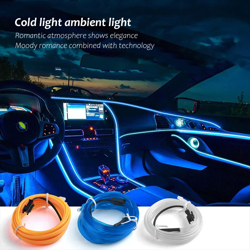 

5m Car Interior Lighting Strips Auto LED Strip Garland Wire Rope Neon LED Lamp Flexible Rope Tube Car Decoration Accessories