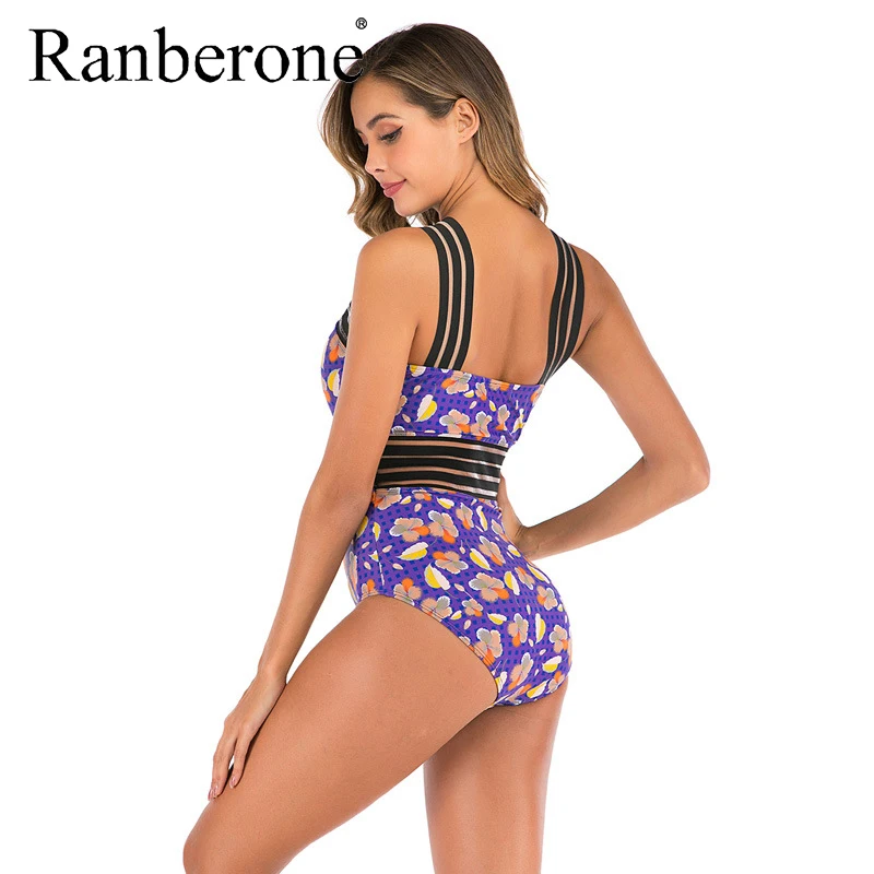 Женский слитный купальник с чашками пуш ап и высоким воротом|Комбинезоны| |