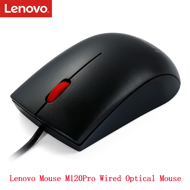 

Lenovo Mouse M120Pro Wired Optical Mouse with 1000DPI Red Rubber Roller for Home Office Using for Desktop Laptop PC Original