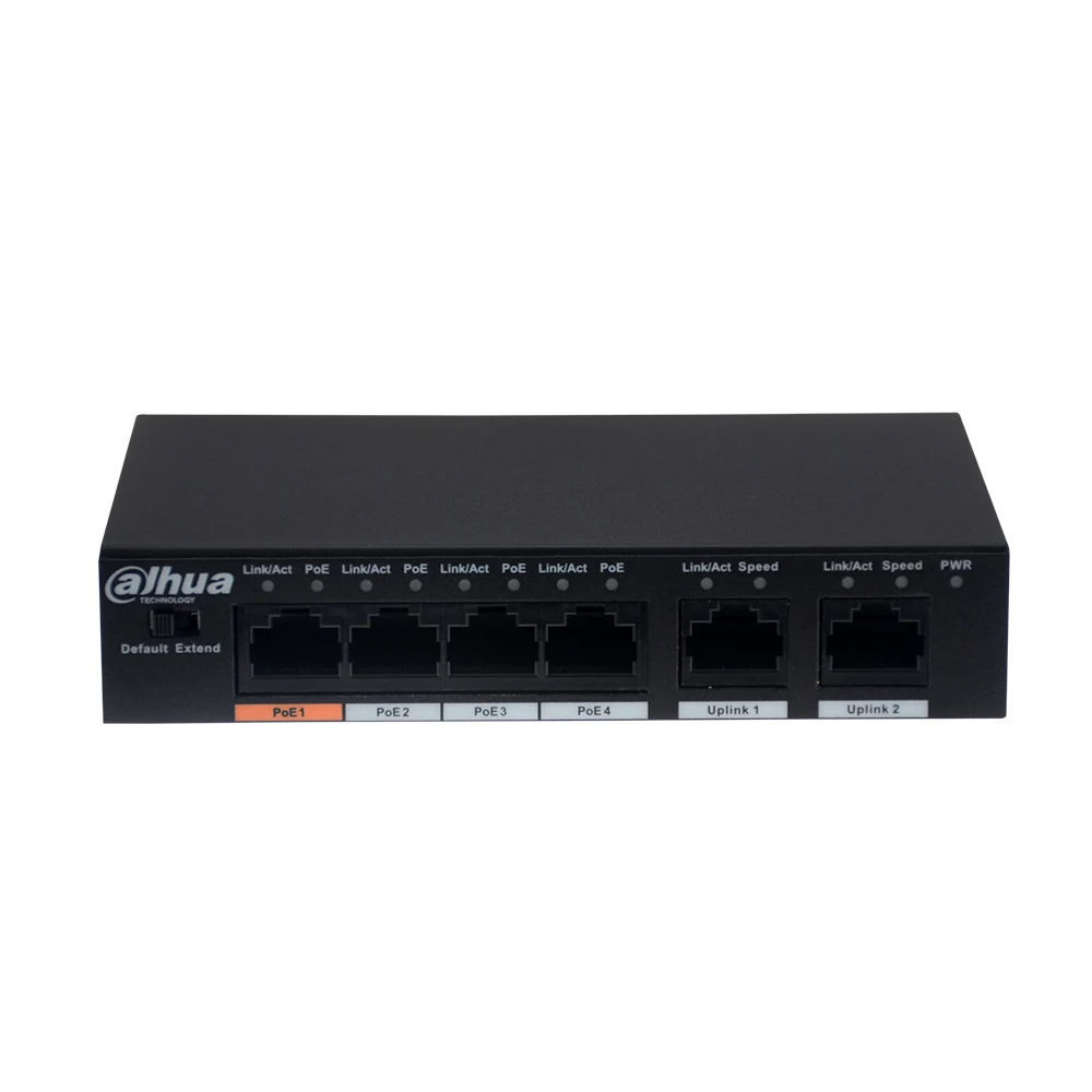 Dahua 4CH PoE коммутатор DH-S1500C-4ET2ET-DPWR Ethernet с 250 м мощность транзитного расстояния
