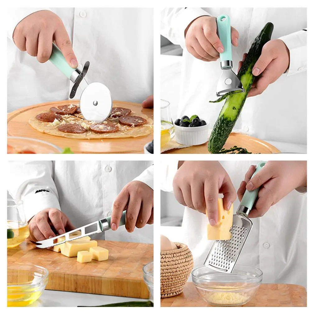

9pcs Stainless Steel Baking Set Peeler Pizza Cheese Garlic Press Grater Whisk Plastic Handle Kitchen Tool Kitchen Accessories