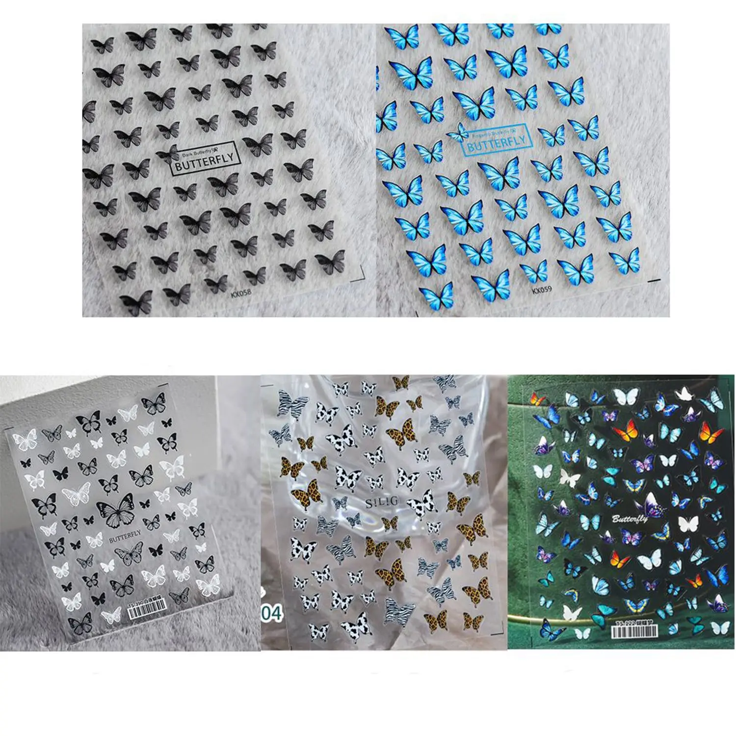 

Salon Multi Styles Nails Beauty Butterfly Nail Sticker Nail Art Decorations Self-adhesive Back Glue 5D Nail Art Sticker