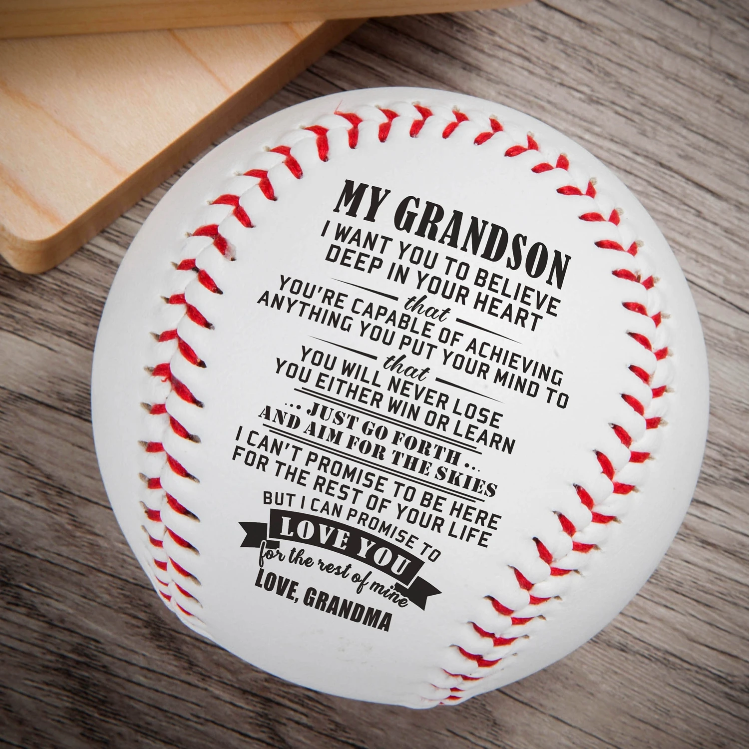 

Grandma To My Grandson, Laugh Love Live Baseball Ball Birthday Graduation Christmas Gift.