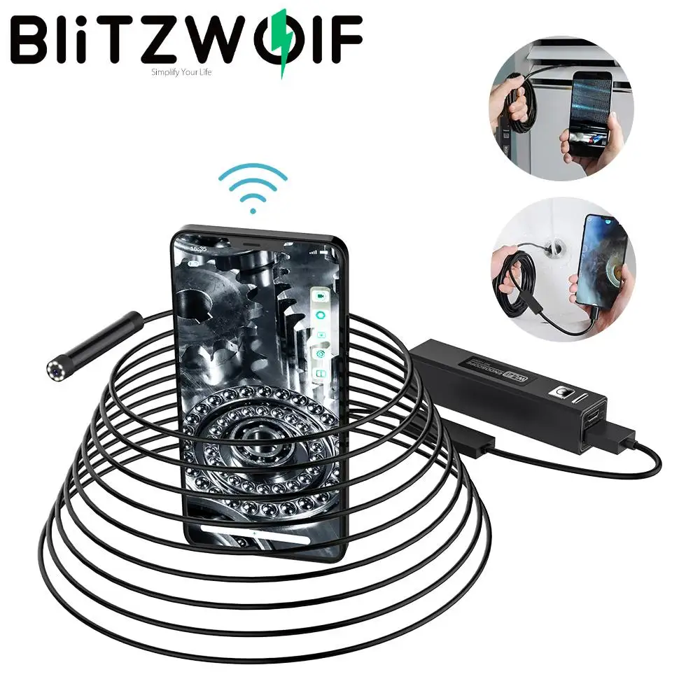 

BlitzWolf BW-YPC110 2MP HD Беспроводной эндоскоп 8 мм светодиодный свет WiFi бороскоп Гибкая смотровая Камера для iOS Android смартфон