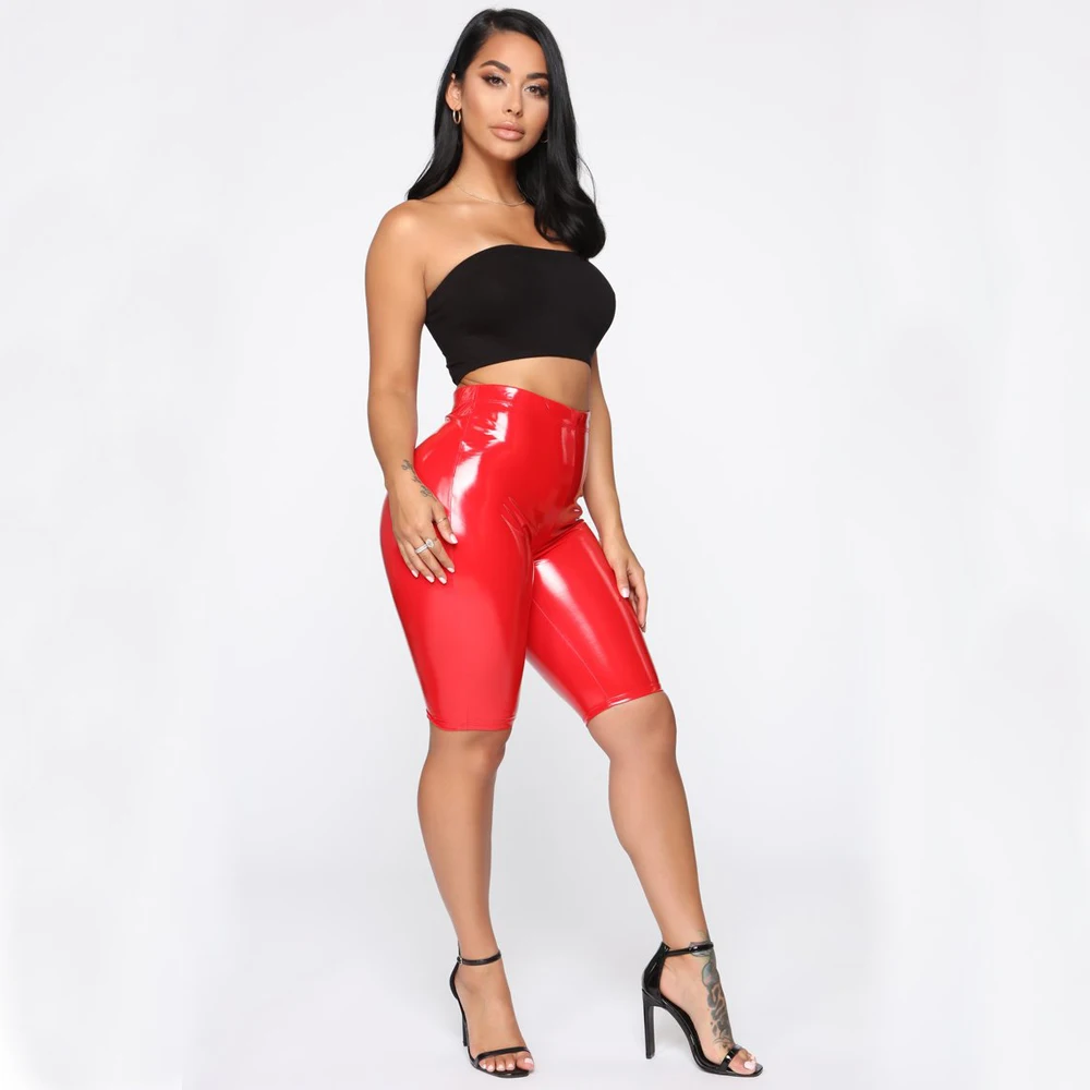

Fashion Sexy Women Shorts Stretch Shiny PU Leather Shorts Bodycon High Waist Skinny Trousers Streetwear