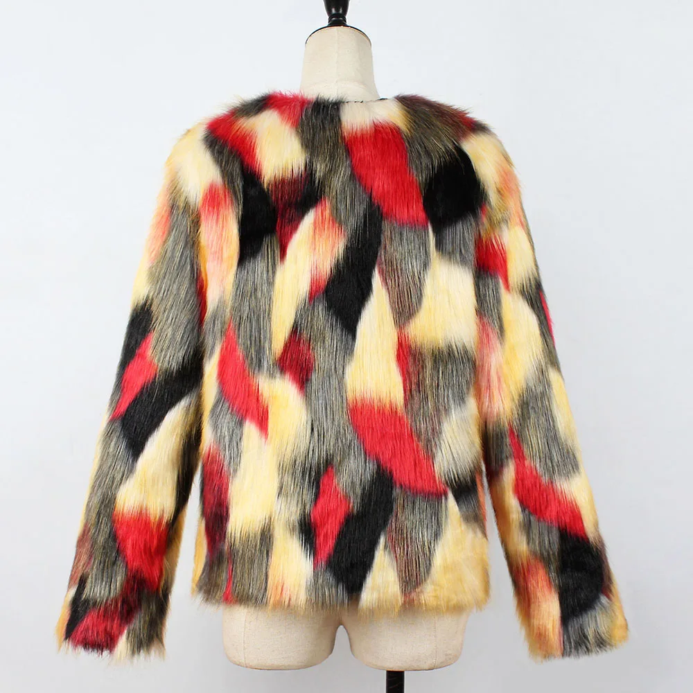 

Fluffy Faux Fur Jacket Women short Top Especially Female Winter Warm Fashion Europe America High Quality Russian Cool Street