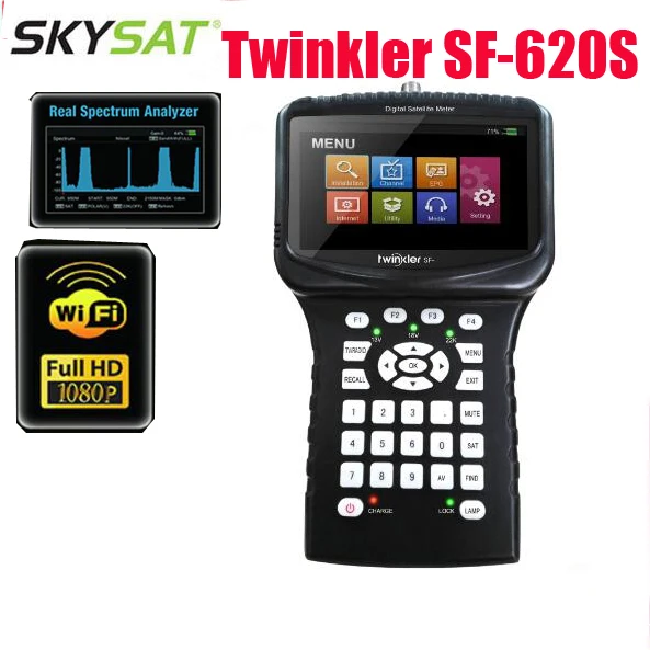 Twinkler SF-620S DVB-S2 спутниковый искатель с 4,3 дюймовым ЖК-экраном спектр WiFi CS анализатор монитор камеры cctv Satfinder
