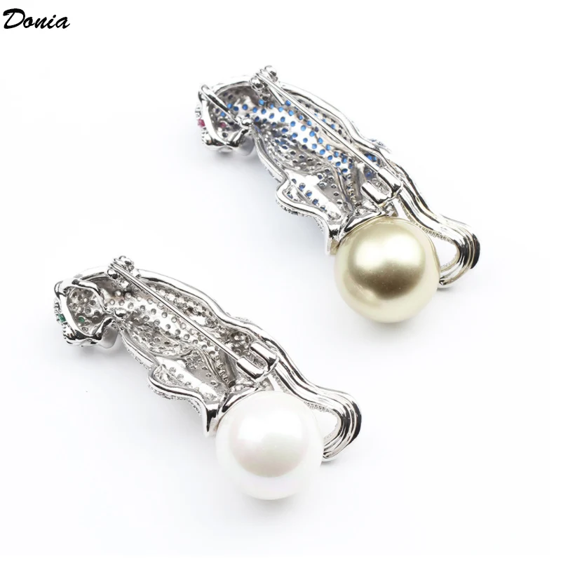 

Donia Jewelry Luxury micro-inlaid AAA zircon leopard brooch domineering exaggerated pin corsage for men and women