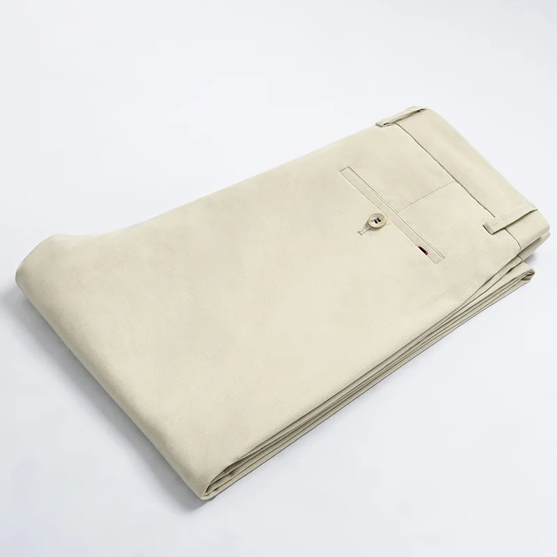 

Men's Casual Pants High Waist Cotton Summer Style Thin Men Loose Straight Long Suits Pants Middle-aged Business Leisure Trousers