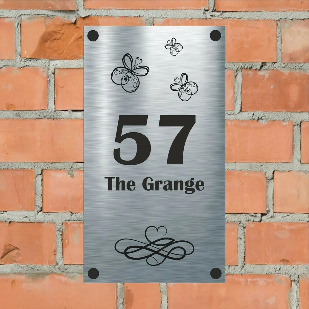 

The Grange - Vertical Aluminium House Sign Personalised With Your House Number