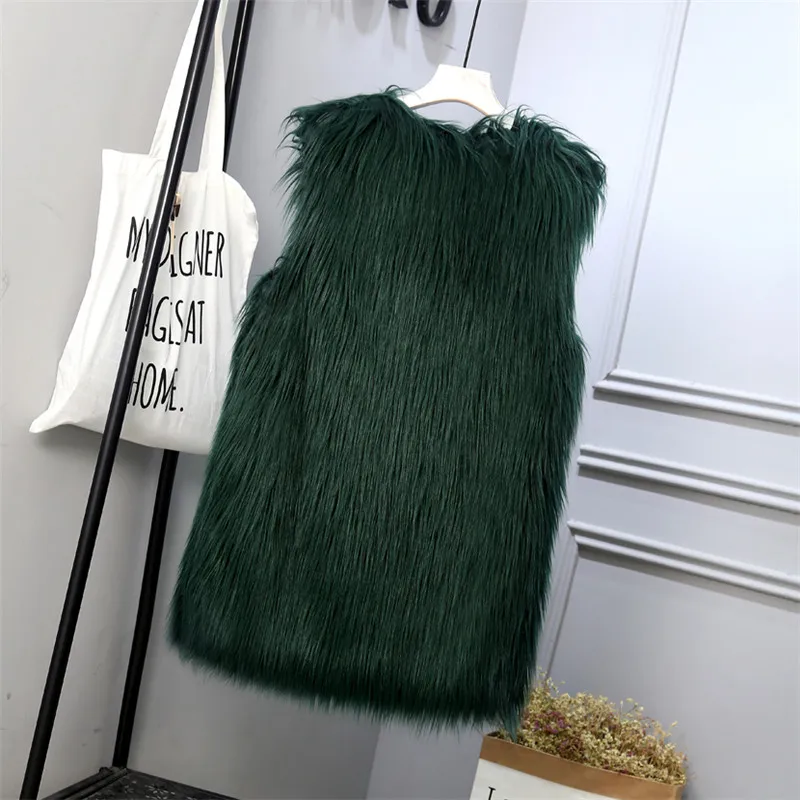 Новинка S/3Xl женские длинные жилеты из искусственного меха зима-осень пушистые меховые куртки без рукавов с v-образным вырезом Модные жилеты из искусственного меха J3047