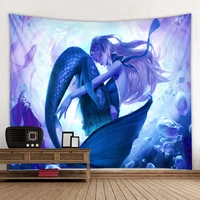 mermaid tapestry background cloth polyester fiber fabric home decoration hanging cloth
