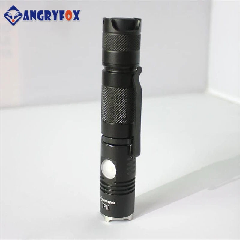 Angryfox TP10 светодиодный перезаряжаемый тактический фонарь 18650 для самозащиты с