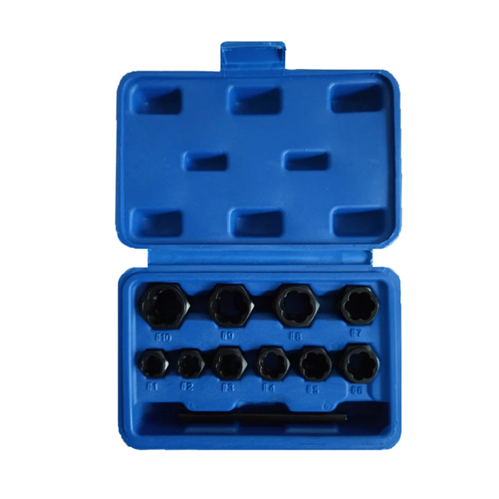 

11 PCS Hexagonal Socket Short Type Impact Nut Bolt Extractor Remover Tool Set Maintenance Accessory Tool Set for 3/8 Inch Drive