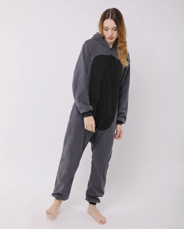 Кигуруми взрослый мультфильм животных Серый Енот Onesie унисекс пижамы косплей