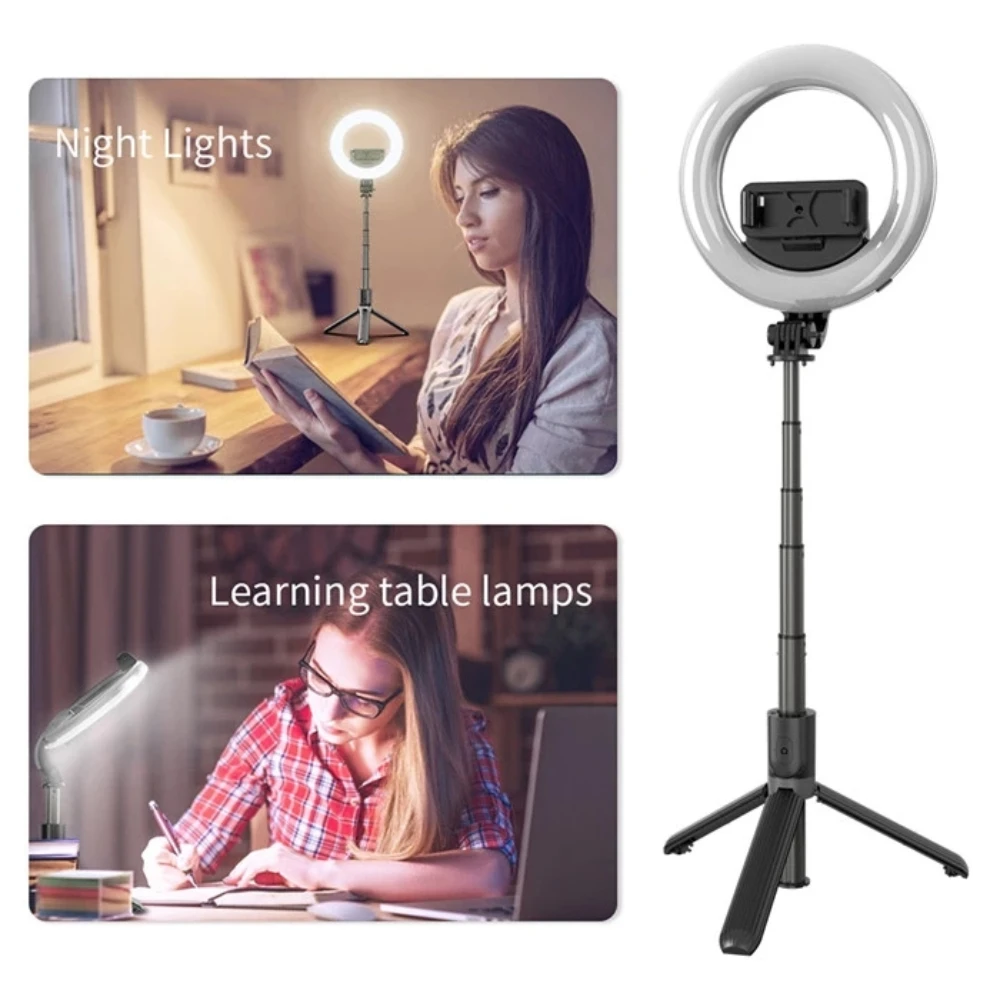 Портативный кольцевой светильник для селфи палки складной заряжаемый с палкой