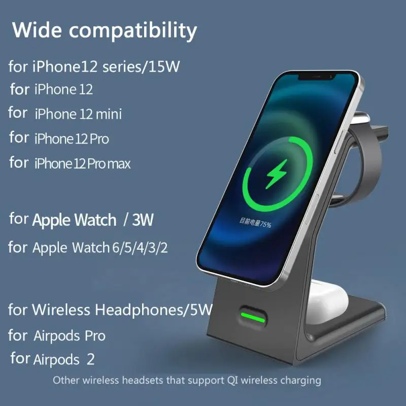 

15W 3 In 1 Magnetic Wireless Charger Phone Holder Charging Station Dock For Apple Watch /for IPhone 12 Pro Max/for Airpods