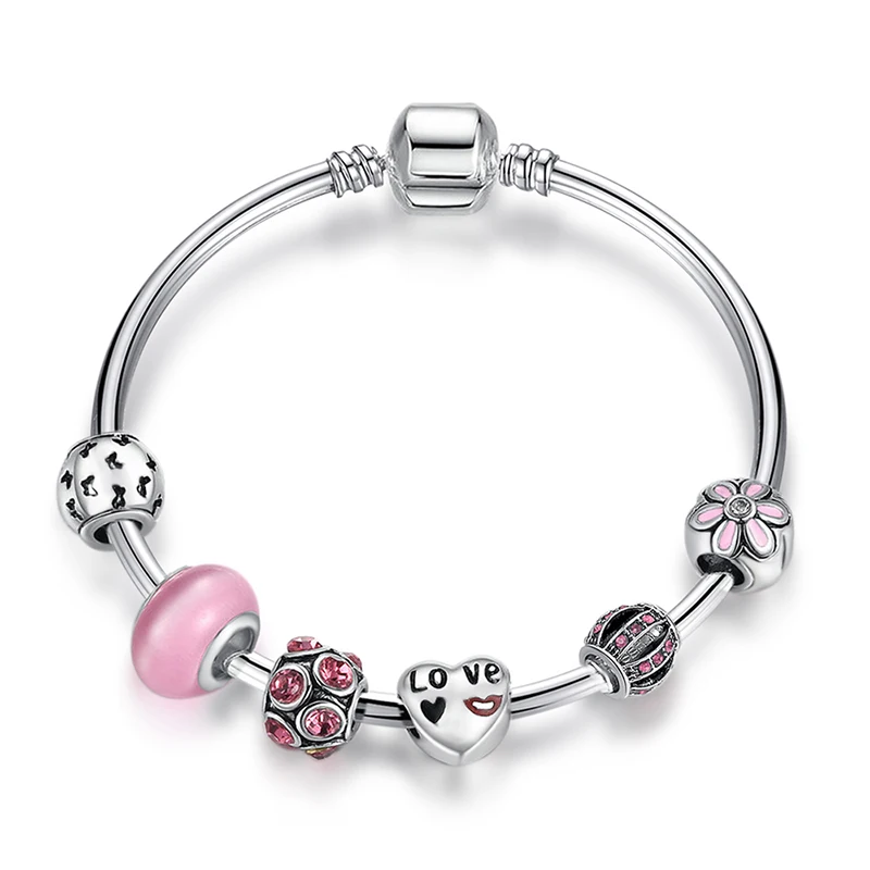 Jingzeyi Прямая поставка Розовые Прекрасные Подвески бусины шармы браслеты для