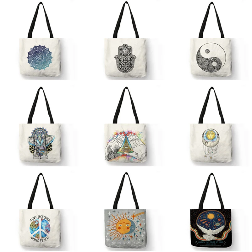 

Classic Totem Peace Tai Chi Print Tote Bag Women Handbag Fashion Shoulder Bag for Travel Beach Ladies Eco Large Shopping Bags