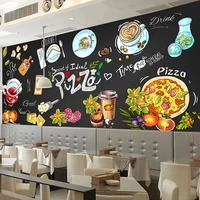 photo wallpaper european style hand painted 3d stereo blackboard pizza shop fast food restaurant background wall decor 3d murals