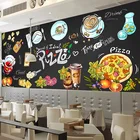 Фото обои Европейский стиль ручная роспись 3D стерео доска пицца магазин фаст-фуд ресторан фон Настенный декор 3D фрески
