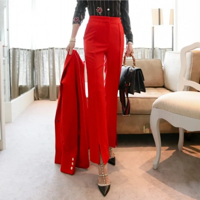 

Office Ladies Slim Fit Pants Suit Red Double Breasted Blazer Jacket Trousers Suits Set Elegant Women Business Work Outfits Sets