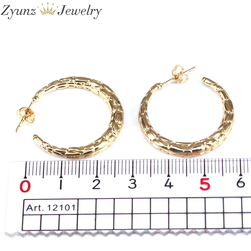 

5 Pairs, Trendy Round Circle Stud Earrings for Women Fashion Gold Color Metal Texture Copper Earrings Anniversary Gift