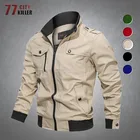 Куртка-карго мужская повседневная, однотонная на молнии, с несколькими карманами, износостойкая хлопковая верхняя одежда для отдыха на открытом воздухе и походов