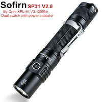 sofirn sp31 v2 0 powerful tactical led flashlight 18650 cree xpl hi 1200lm torch light lamp with dual switch power indicator atr