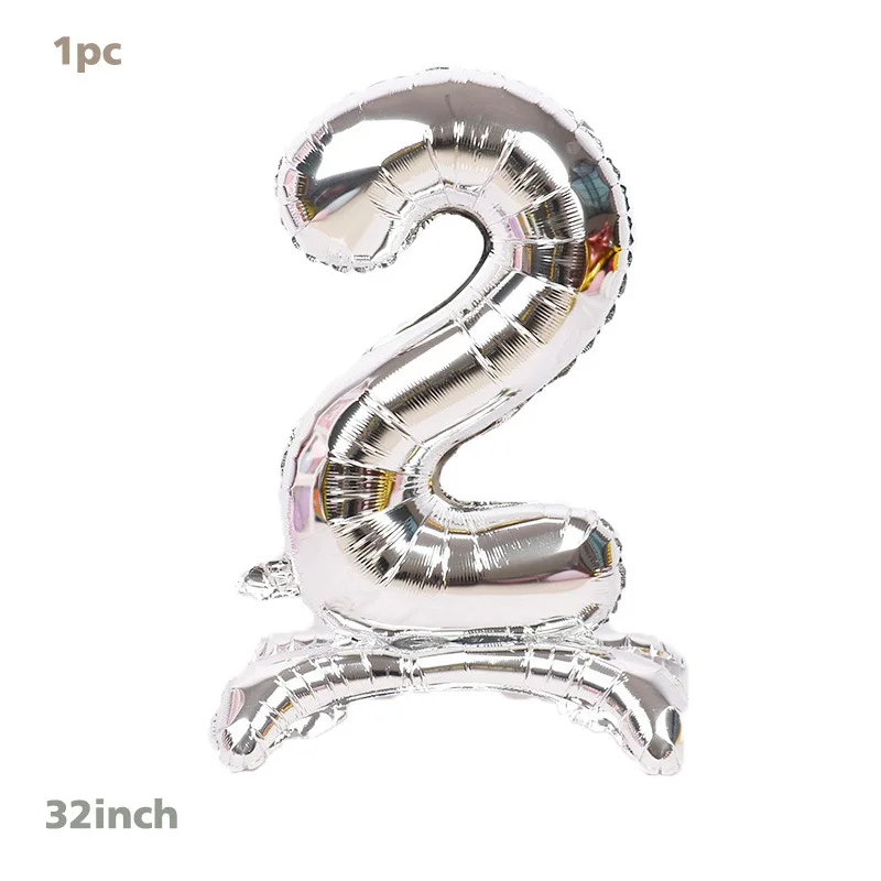

32inch Gold Silver Rose Gold Stand Number Balloons Digit Air Balloon Number No.years Birthday Party Anniversary Decorations 1pc