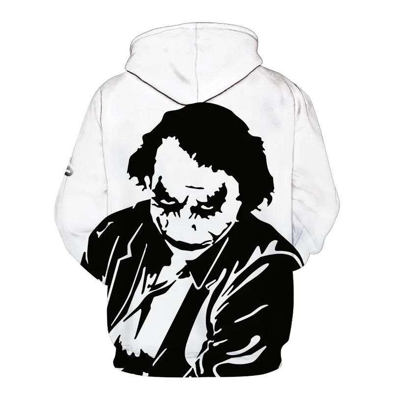 Joker Funny Hoodie Halloween Crazy Smile Pullover Long Sleeve Sweatshirt Fashion Stree Coats Cool Unisex Sportwear mens hoodies
