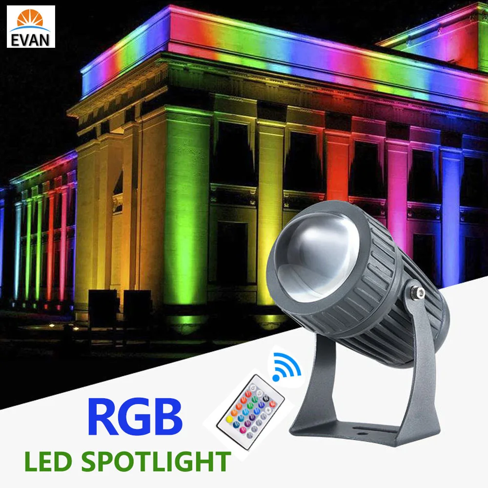 Уличный светодиодный RGB прожектор 10 Вт 110 В 220 водонепроницаемый с узким лучом