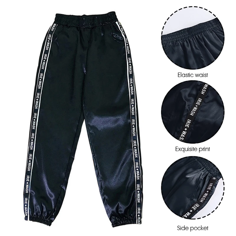 Sfit Модные женские атласные брюки с большим карманом блестящие спортивные