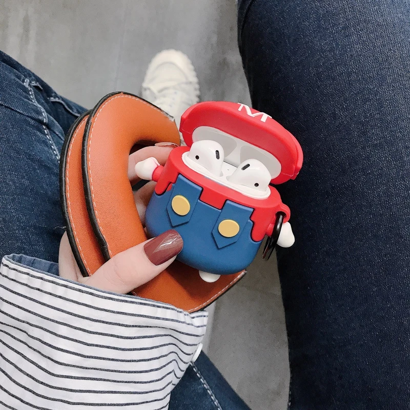 Silicone Bluetooth Earphone Case for Apple AirPods 3D Protective 1/2 Cute Cover Unique Cartoon Pipeliner Design | Электроника