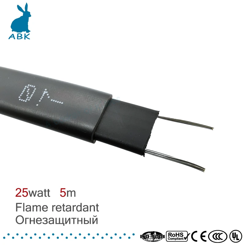 

5meter 10mm 220V type flame retardancy heating belt Self-limiting temperature water pipe protection roof deicing heating cable