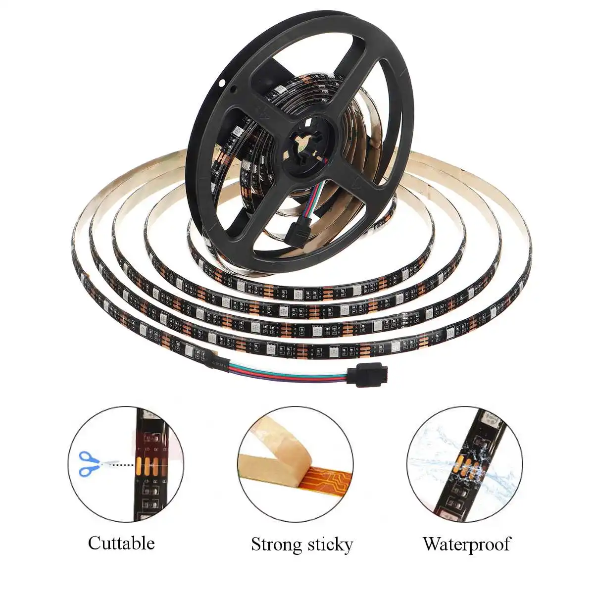 

bluetooth LED Strip Lights RGB 5050 SMD Flexible Ribbon Waterproof RGB LED Light 5M Tape Diode DC 12V Control