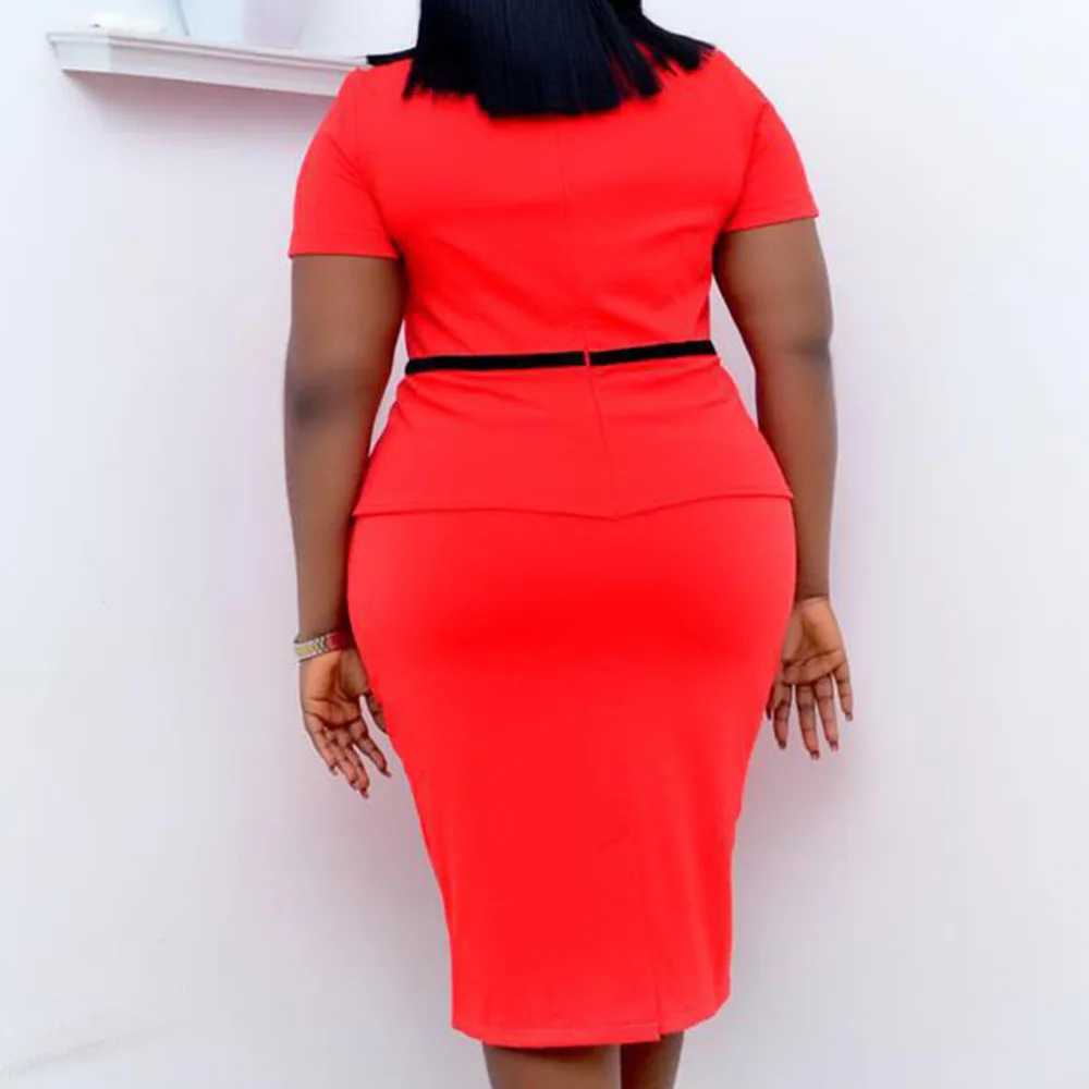 

Office Lady Women's Dress 2021 Spring Summer Fashion Temperament Casual Oversize African Splicing Ruffle Round Neck Summer