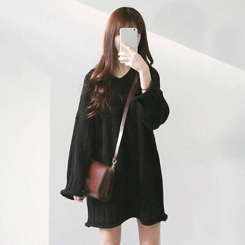 Женское платье модный новый осенний теплый свитер зимний вязаный трикотажный
