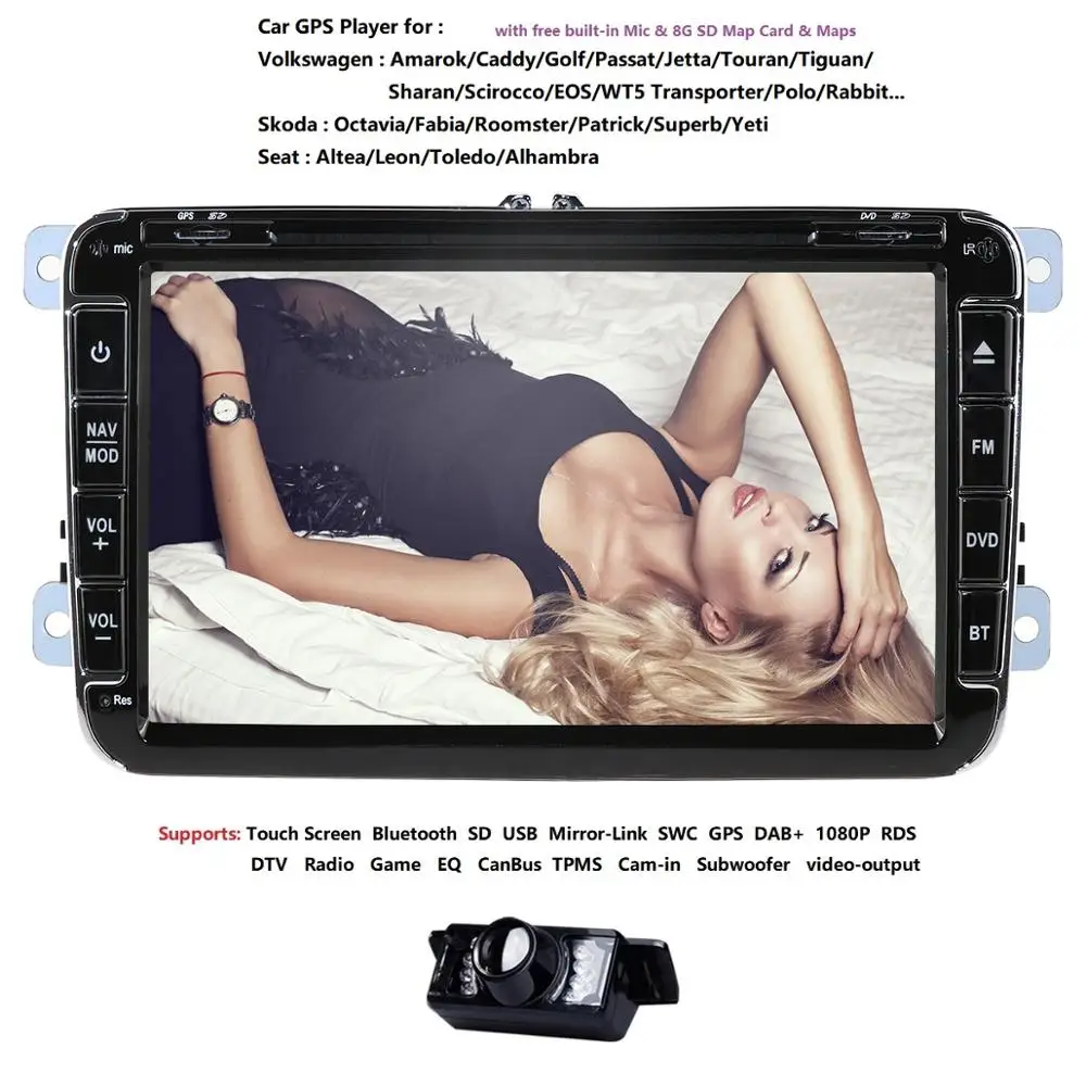 2 din 8 &quotавто радио GPS автомобильный dvd-плеер для VW Touran Golf 5 6 Caddy Passat B6 Skoda T5 навигация