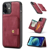 leather phone case for iphone 13 pro max 13 mini back cover cards magnetic detachable wallet bag shockproof protect fundas