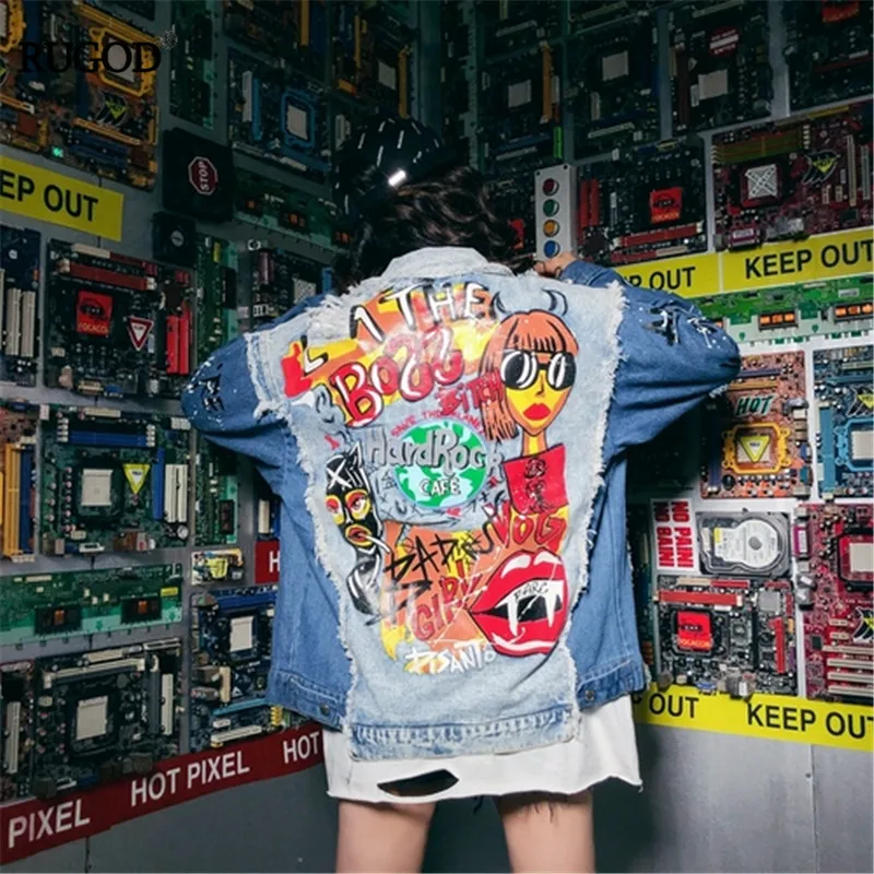 ВИНТАЖНАЯ ДЖИНСОВАЯ КУРТКА RUGOD пальто с длинным рукавом и отложным воротником