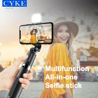 cyke l02s portable telescopic rod phone tripod monopod selfie stick bluetooths with wireless button shutter led for iosandroid