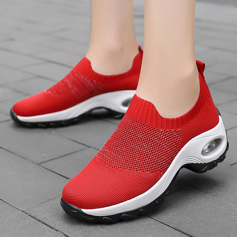Tennis Shoes For Women 2021 Tenis Feminino Air Cushion Breathable Sneakers Slip on Outdoor Gym Sport Shoes Athletic Trainers