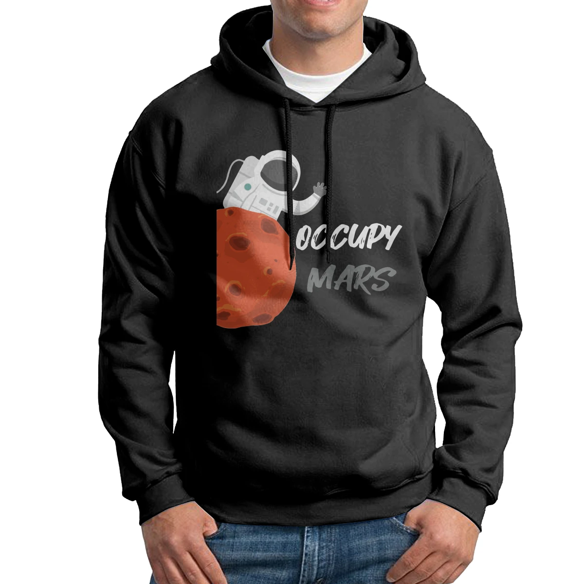 

Свитшот мужской с капюшоном и принтом, из чистого хлопка