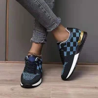 women lace up sneaker casual suede leather breathable mixed color platform sport shoes autumn fashion running walking sneakers