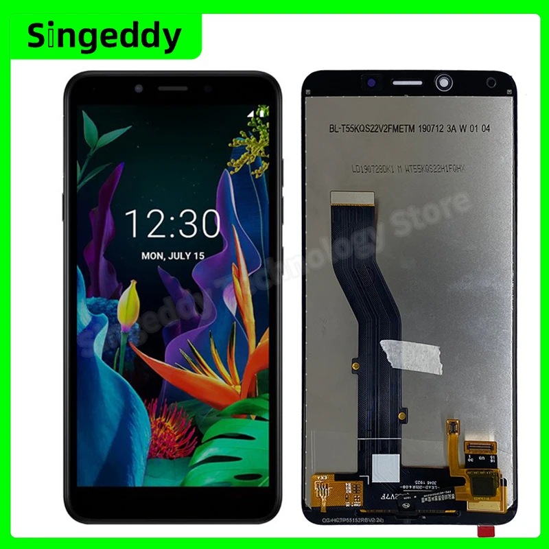 For LG K20 2019 LM-X120EMW LMX120EMW LM-X120 K8+ LCD Display Touch Screen Digitizer Assembly with Bezel Frame 5.45'' 480*960