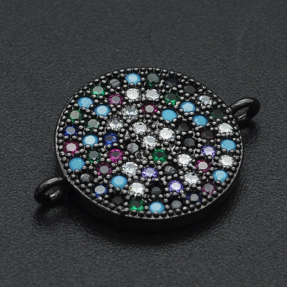 

20x15mm 100% Rainbow CZ Zircon DIY Jewelry Round Connectors Charm Wholesale Factory Sale Bracelet Making Connector